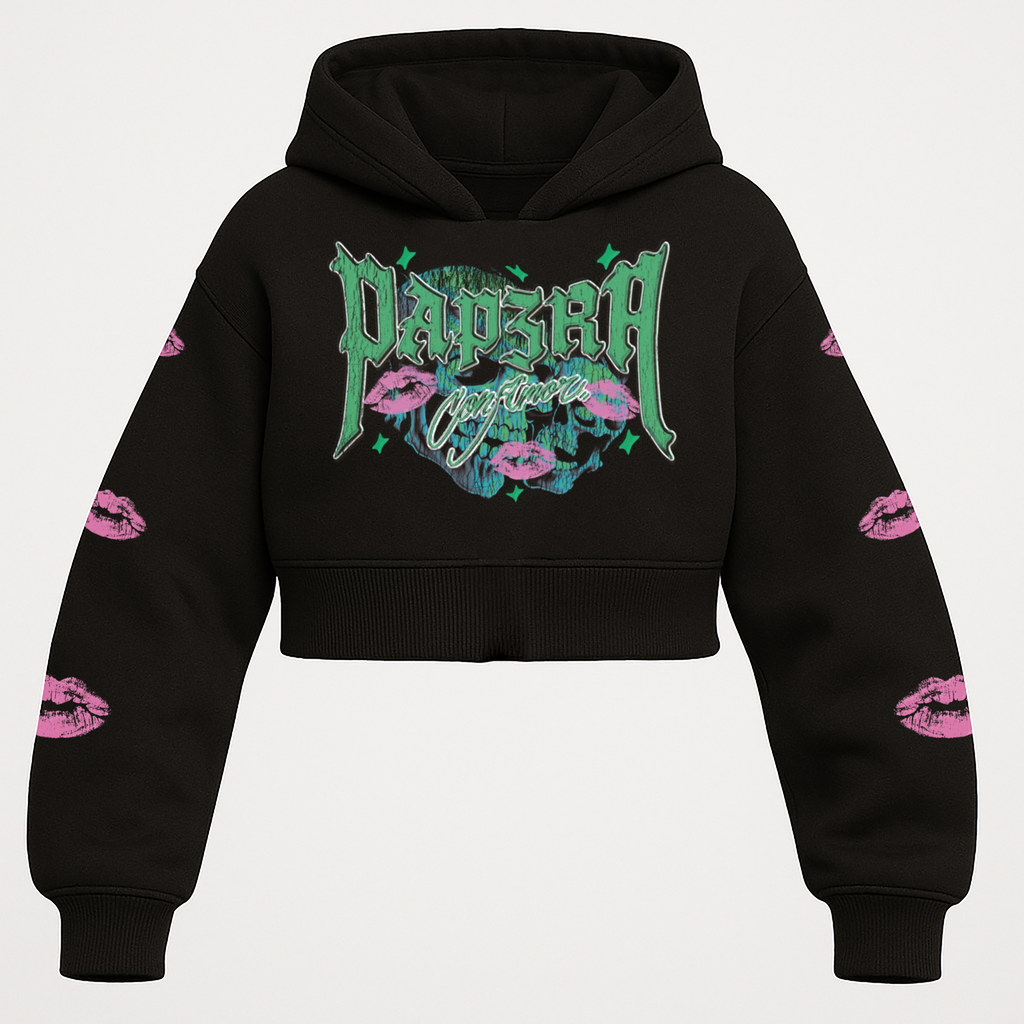 "SHEDEVIL” Cropped Hoodie (Black)