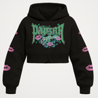 "SHEDEVIL” Cropped Hoodie (Black)