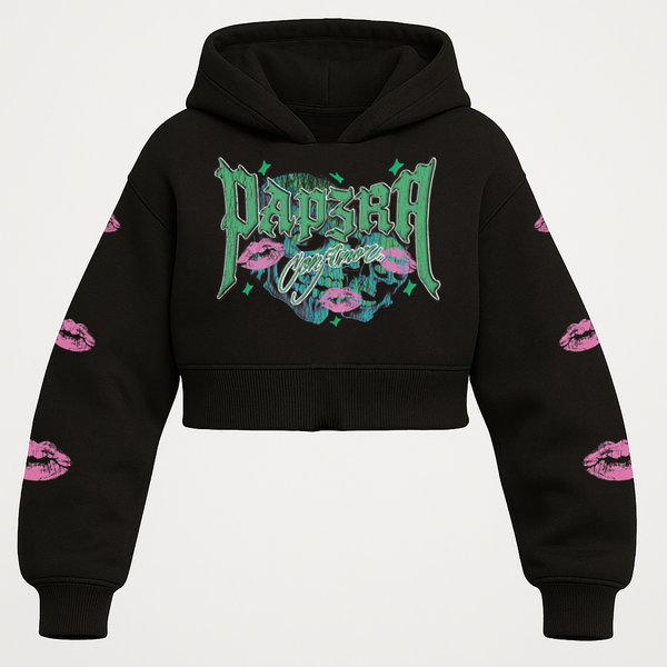 "SHEDEVIL” Cropped Hoodie (Black)
