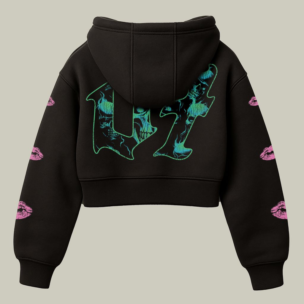"SHEDEVIL” Cropped Hoodie (Black)