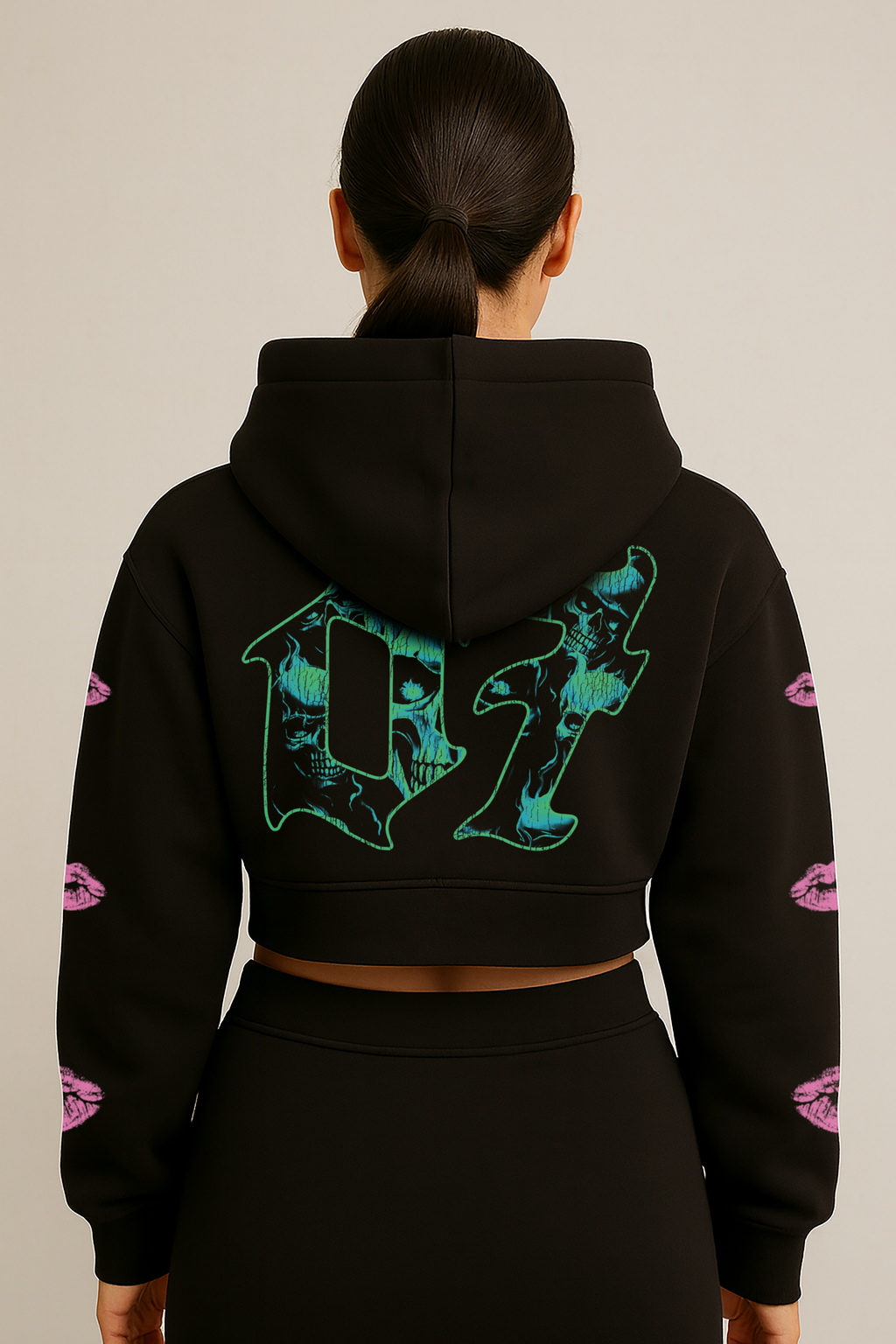 "SHEDEVIL” Cropped Hoodie (Black)