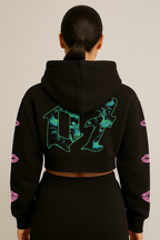 "SHEDEVIL” Cropped Hoodie (Black)