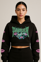 "SHEDEVIL” Cropped Hoodie (Black)